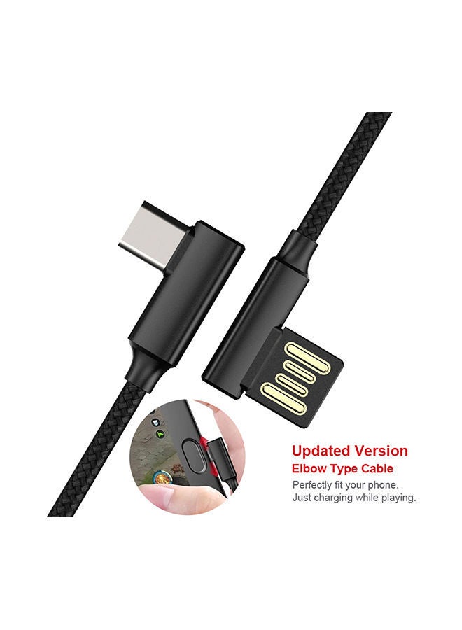 NIBEMINENT Braided 90 Degree Right Angle Type C Micro USB Fast Data Sync Charger Cable Black - Image 3