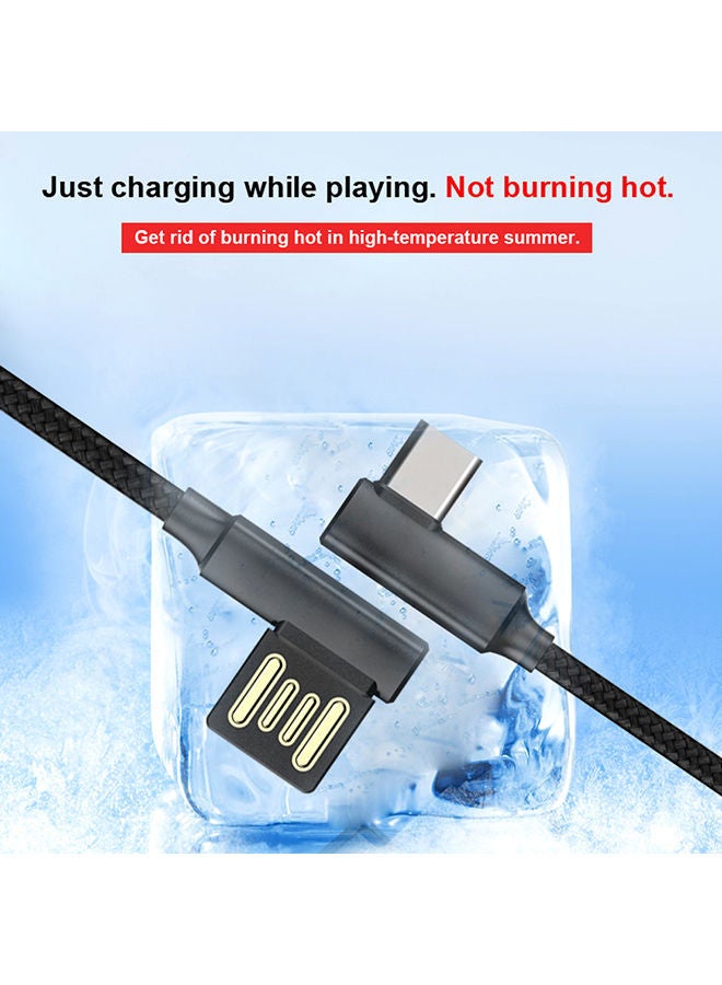 NIBEMINENT Braided 90 Degree Right Angle Type C Micro USB Fast Data Sync Charger Cable Black - Image 4