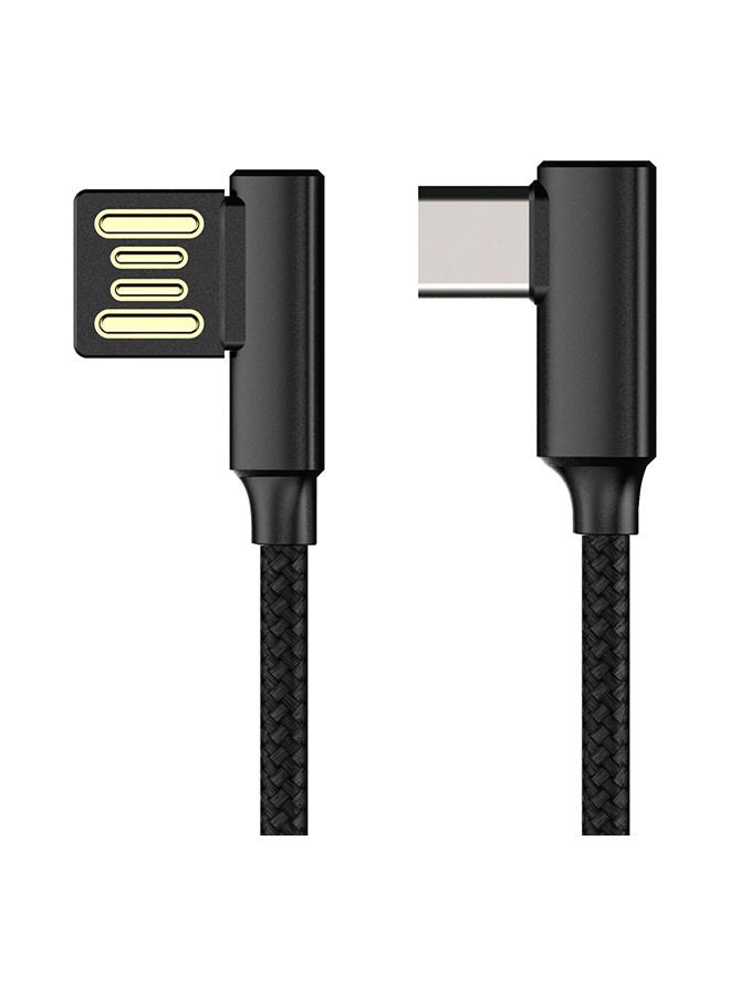 NIBEMINENT Braided 90 Degree Right Angle Type C Micro USB Fast Data Sync Charger Cable Black - Image 2