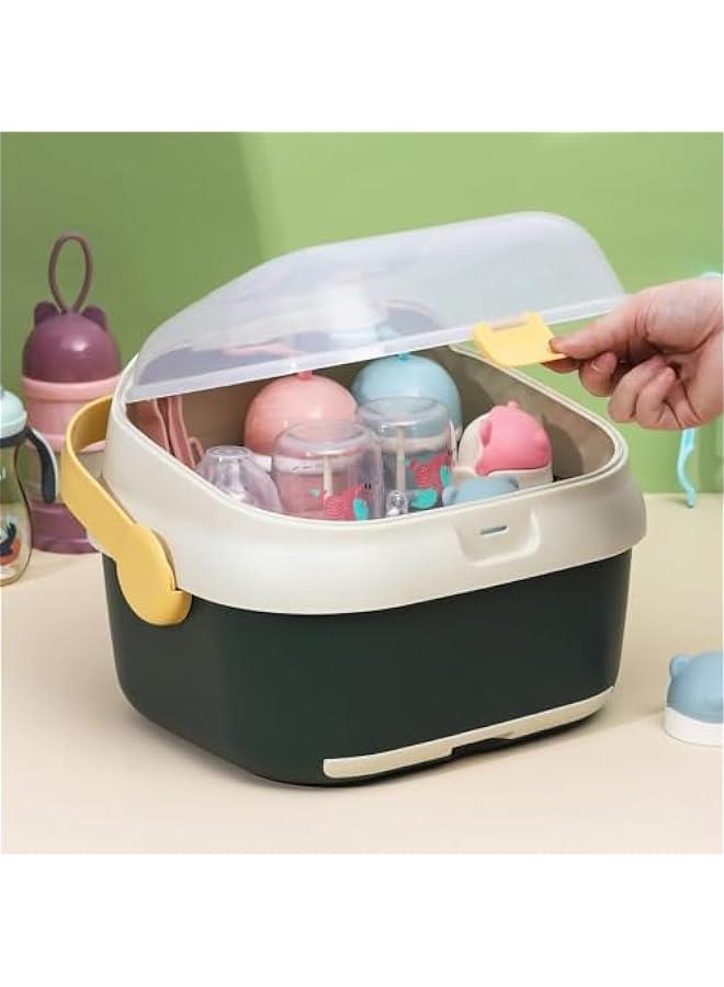 HOOKOR Baby Bottle Drying Rack Container with Drainer, Portable Nursing Cutlery Box Container with Cover, Bottle Holder for Baby and Toddler, Portable Kitchen Cabinet Organizer, Easy to Clean - Image 3