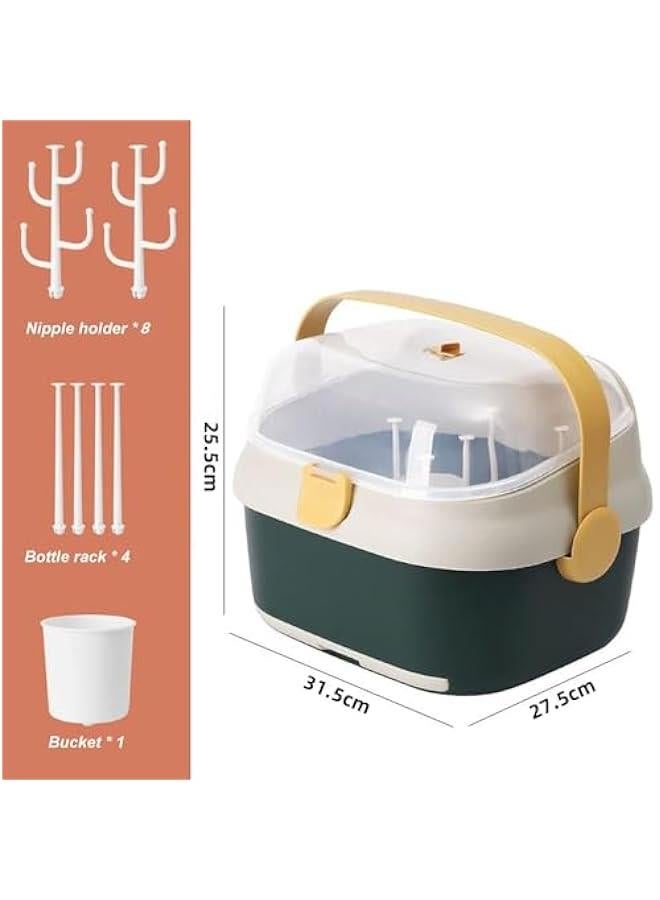 HOOKOR Baby Bottle Drying Rack Container with Drainer, Portable Nursing Cutlery Box Container with Cover, Bottle Holder for Baby and Toddler, Portable Kitchen Cabinet Organizer, Easy to Clean - Image 2