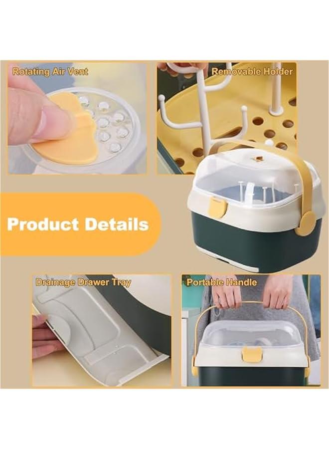 HOOKOR Baby Bottle Drying Rack Container with Drainer, Portable Nursing Cutlery Box Container with Cover, Bottle Holder for Baby and Toddler, Portable Kitchen Cabinet Organizer, Easy to Clean - Image 4