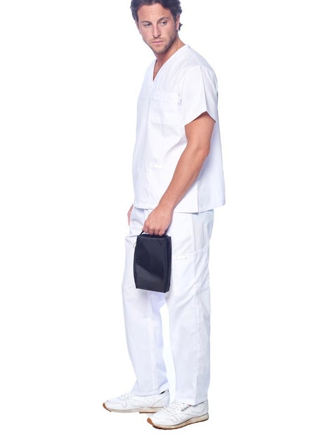 Dagacci Scrubs Medical Uniform Mens Scrub Set Medical Scrubs Top and Pants, White, XXL - Image 2