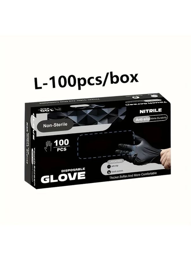 Black Heavy Duty Disposable Gloves 100 Pcs Elastic Wrist Tear Resistant for Household Automotive - Image 1