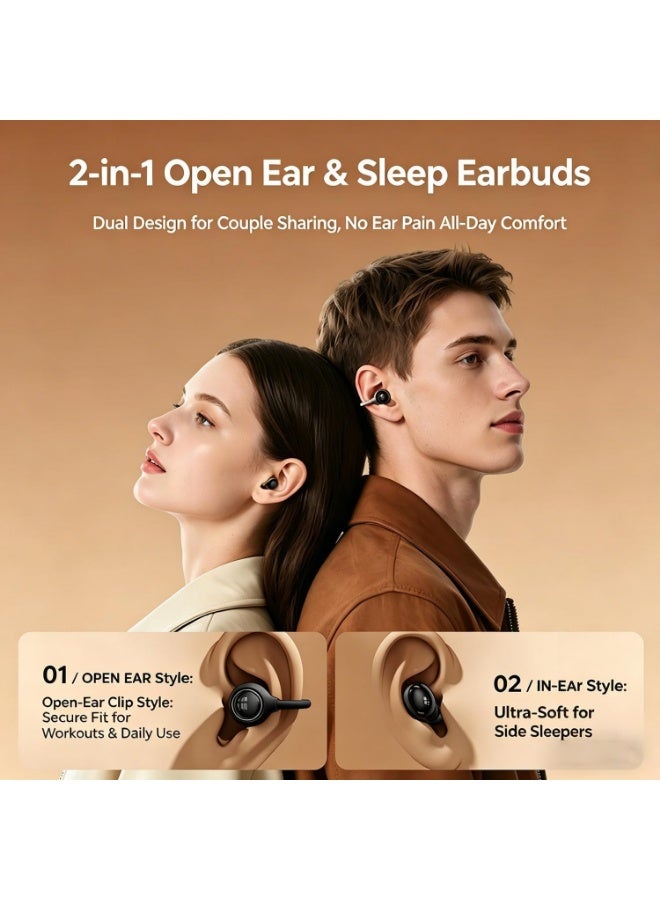 caijin 2-in-1 Earbuds Set with Makeup Mirror, Invisible Sleep Earbuds & Open-Ear Clip On Headphones, Bluetooth 5.4, 48H Playtime, ENC Mic, IPX5 Waterproof for Small Ears Work Sleep Sports - Image 3