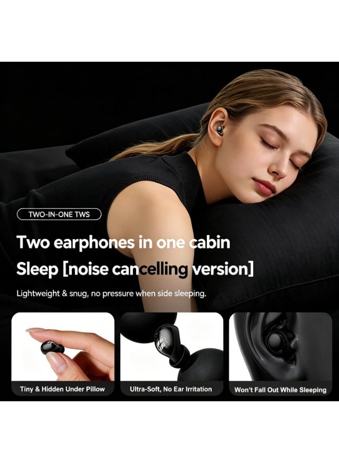 caijin 2-in-1 Earbuds Set with Makeup Mirror, Invisible Sleep Earbuds & Open-Ear Clip On Headphones, Bluetooth 5.4, 48H Playtime, ENC Mic, IPX5 Waterproof for Small Ears Work Sleep Sports - Image 4