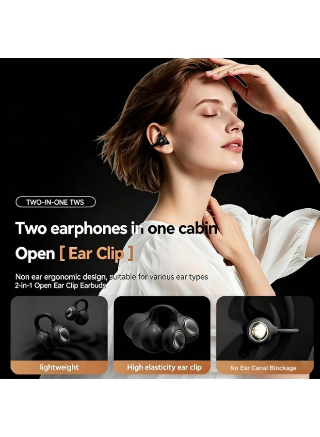 caijin 2-in-1 Earbuds Set with Makeup Mirror, Invisible Sleep Earbuds & Open-Ear Clip On Headphones, Bluetooth 5.4, 48H Playtime, ENC Mic, IPX5 Waterproof for Small Ears Work Sleep Sports - Image 5