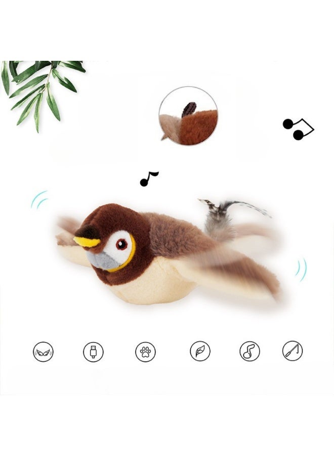 ماكدو لعبة قطيفة تفاعلية ذكية ذات أجنحة تفاعلية وأصوات نقيق، لعبة قطيفة تفاعلية للقطط والكلاب، لعبة محاكاة الطيور بمستشعر اللمس، تمرين الحيوانات الأليفة في الأماكن المغلقة (عصفور) - Image 2