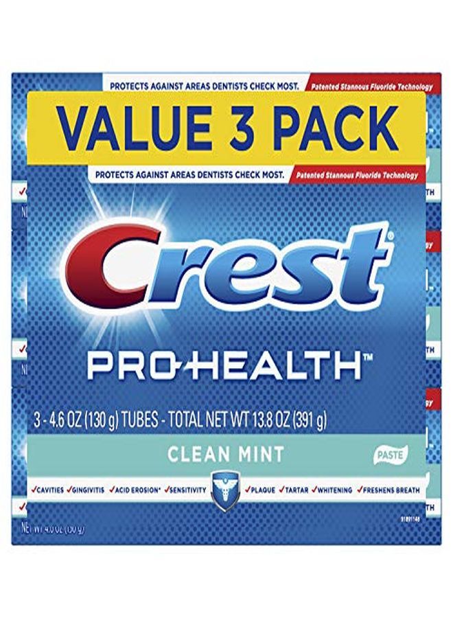 Crest Pro-Health Smooth Formula Toothpaste, Clean Mint, 4.6 Oz, 3 Count (Packaging May Vary) - Image 1