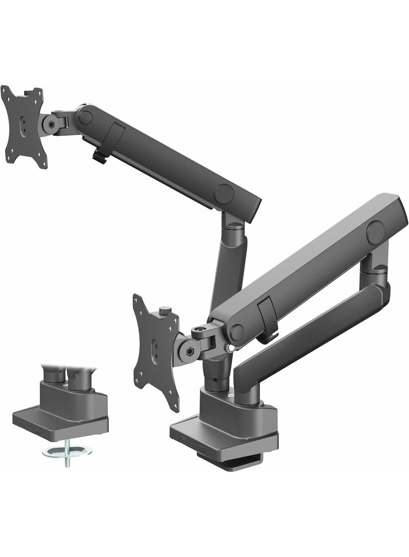 حامل شاشات مزدوج من الألومنيوم بحركة كاملة – ذراع قابل للتعديل مع نظام رفع للشاشات العريضة حتى 35 بوصة - Image 1