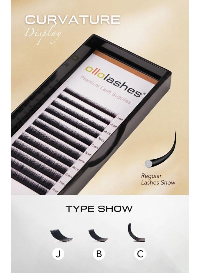 OLLOLASHES Bottom Lash Extension J Curl 0.05mm Mix4-7mm 4mm 5mm 6mm 7mm Black Color Bottom Lash Extensions, Professional Supplies for Lash Techs (Bottom-J-0.05, 4-7mm) - Image 3