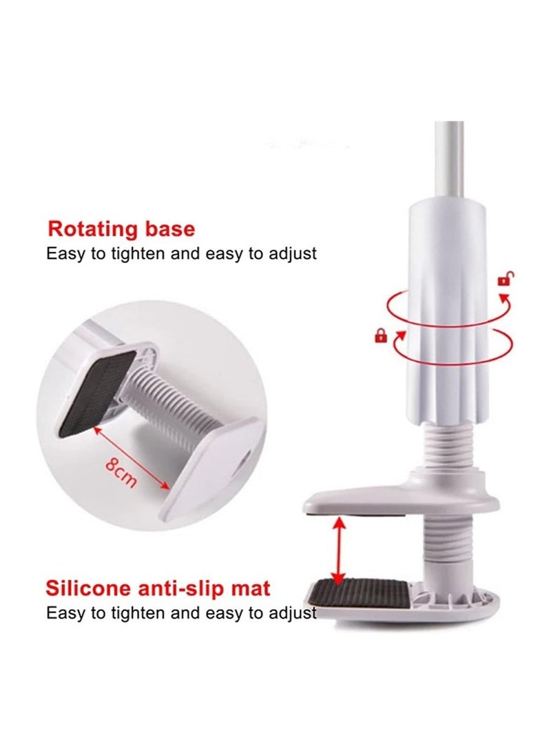 Bukela - Double Clamp Spiral Base Lazy Stand, Bedside Drama, Live Office, 360° Ultra-stable Hover, Universal Clip Lazy Mounting Clip Hands-free Flexible Long Arm Stand, Suitable for Mobile Phone Mobile Stand Baby Monitor Suitable for Desk, Bed, Office, Kitchen (white) - Image 1