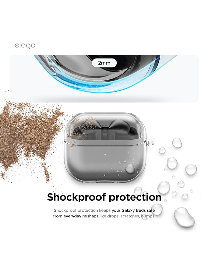Elago Clear Hang Compatible With Samsung Galaxy Buds3 Case And Galaxy Buds 3 Pro Case Cover With Carabiner Transparent - Image 4