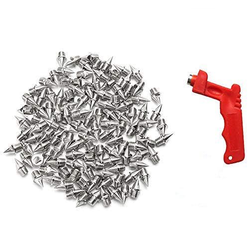 AUGSUN 120pcs 1/4inch Stainless Steel Track and Cross Country Spikes with Red or Green Spike Wrench(Random Color), Replacement Spikes for Sprint Sports Short Running Shoes - Image 1