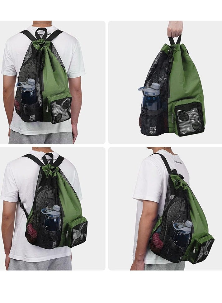 Skycare Skycare Swim Bag Mesh Drawstring Backpack with Wet Pocket Beach Backpack for Swimming, Gym, and Workout Gear - Image 2