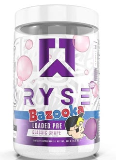 RYSE Loaded Pre Workout, Bazooka Classic Grape, 30 Servings 441 g 