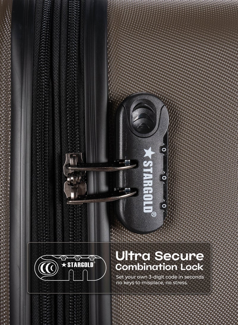 ستارجولد 4 عبوات من عربة أمتعة مقفلة ذات رقم دوار للجانب الصلب - Image 4
