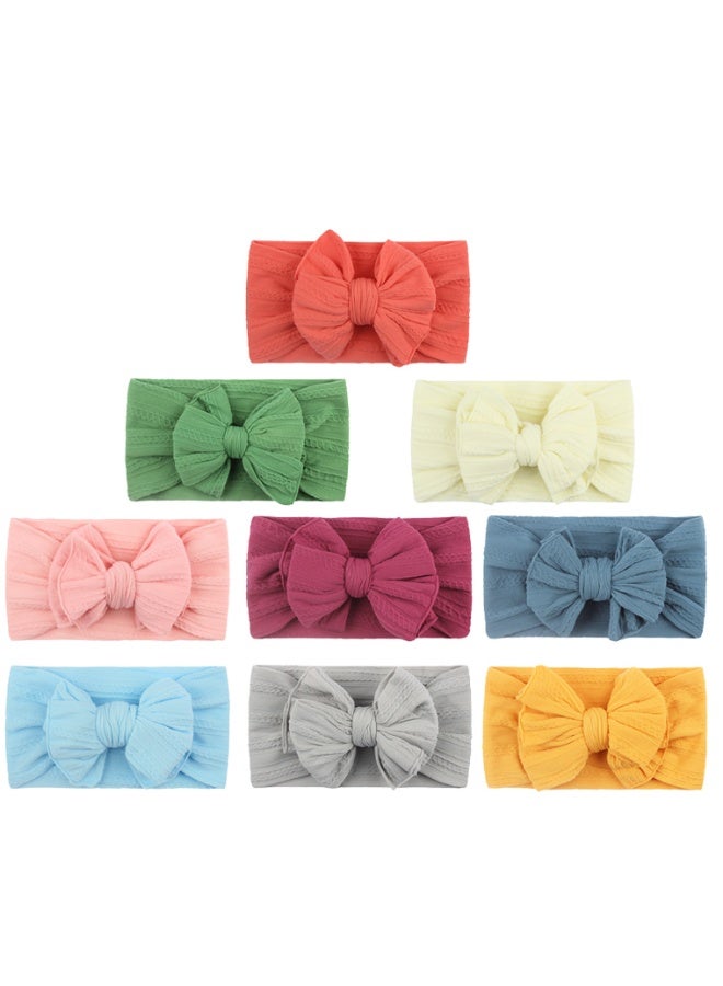 Newborn Baby Headband For Girls Elastic Knit Children Turban Baby Bows Soft Nylon Kids Headwear，9 pcs - Image 2