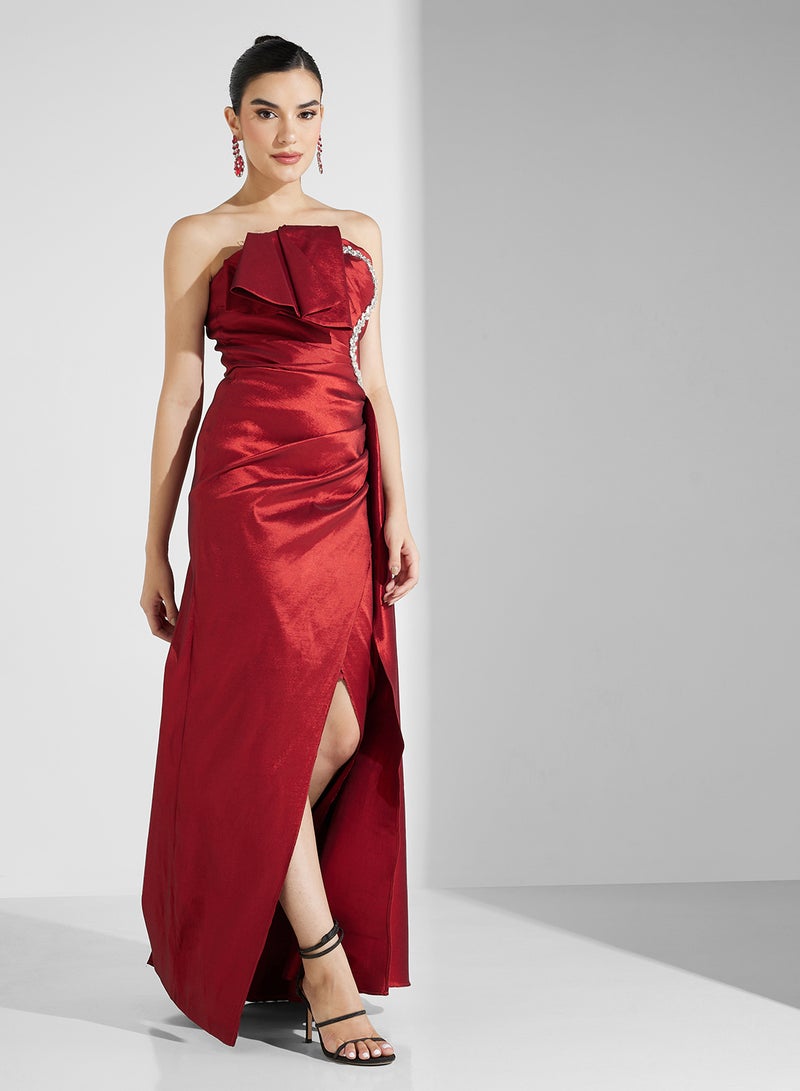 Namshi x Strapless Ruffle Gown Dress - Image 5