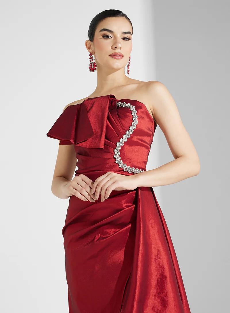 Namshi x Strapless Ruffle Gown Dress