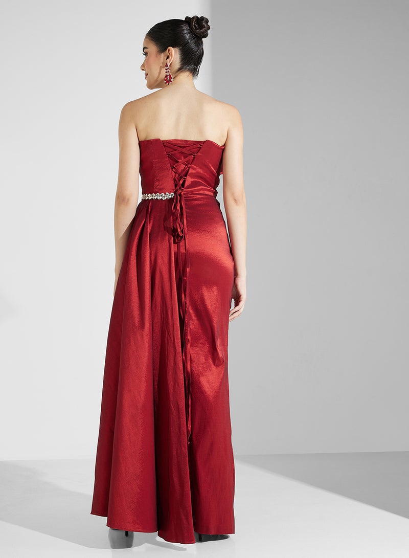 Namshi x Strapless Ruffle Gown Dress - Image 2