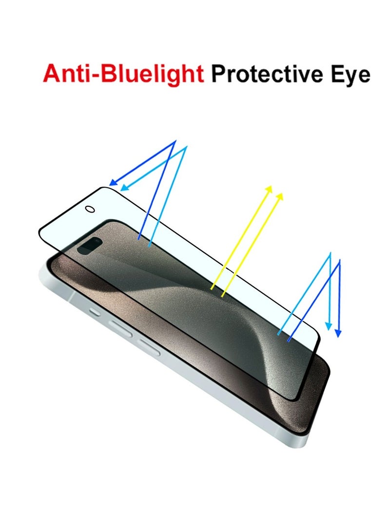 Techie حماية شاشة زجاجية مقساة مضادة للضوء الأزرق لجهاز آبل آيفون 15 برو ماكس – صلابة 9H، مضادة للانعكاس، خالية من الفقاعات، 0.33 مم، تركيب سهل - Image 4