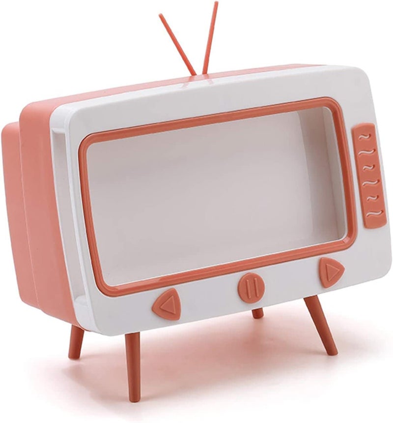Retro TV Tissue Box Multi Storage Container Mobile Phone Stand Phone Holder for Bedroom Home and Office