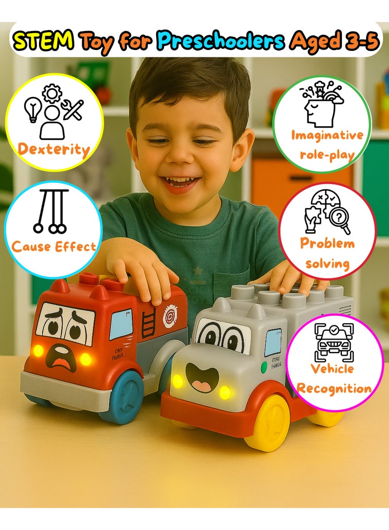 Scion Toys Fire Truck & Ambulance Toy Set for Toddlers Ages 2–5 | Large Stacking Blocks with Push & Go Emergency Vehicles | Rice Husk Eco-Friendly Take Apart Educational Toy | UAE Birthday Gifts for Boys & Girls - Image 5