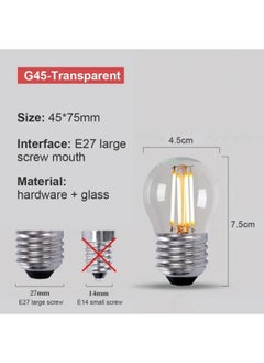 HUA QIANG WANG Vintage E27 Edison Bulbs LED Light Bulbs 40W Equivalent,2700K Warm White,Antique Clear Glass Small Decorative Bulbs,G45 4W LED Filament Bulbs,Pack of 10,Yellow Light  - Image 2