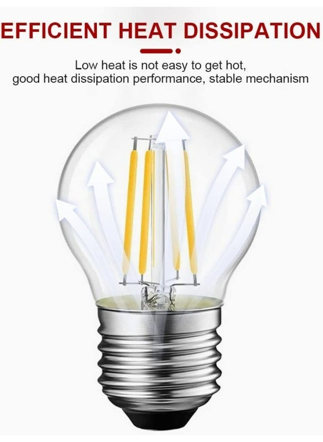 HUA QIANG WANG Vintage E27 Edison Bulbs LED Light Bulbs 40W Equivalent,2700K Warm White,Antique Clear Glass Small Decorative Bulbs,G45 4W LED Filament Bulbs,Pack of 10,Yellow Light  - Image 4