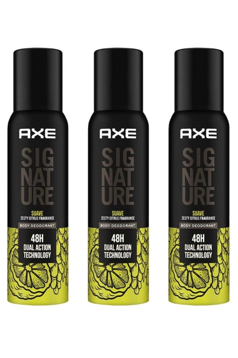 Axe Signature Suave Long Lasting No Gas Deodorant Bodyspray Perfume for Men 122ml 3PCS