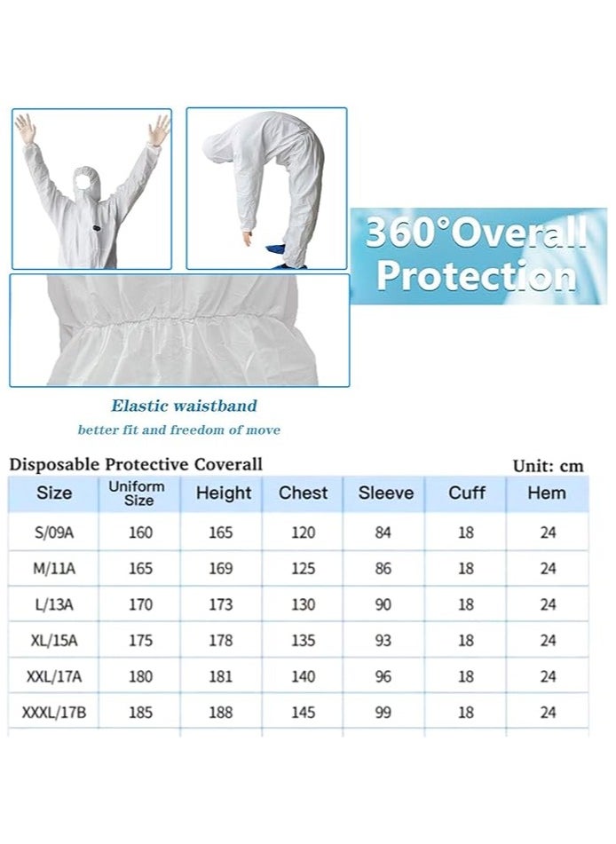 VINSTAR Premium Disposable Protective Coveralls (Pack of 50 pcs) - Medical PPE Hazmat Suit for Men & Women - Full Body Protection with Hood, Elastic Cuffs/Ankles, Storm Flap Zipper - 40 gsm (3XL)  - Image 3