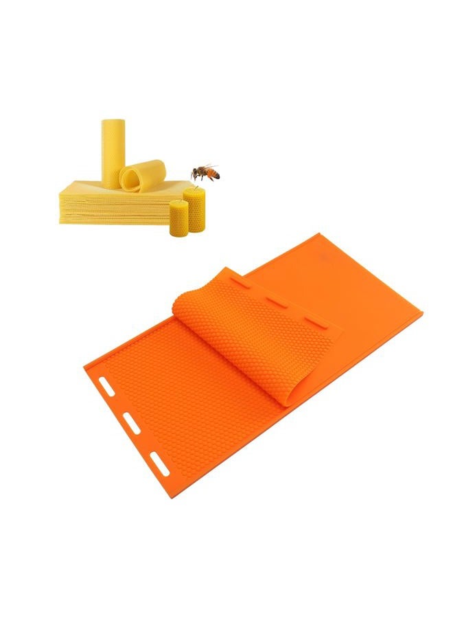 Topyond 2 Sheets 5.4mm Silicone Beeswax Beekeeping Supplies for Beekeepers, Honeycomb Sheets and Beeswax Foundation Press Embosser, Orange Color - Image 1
