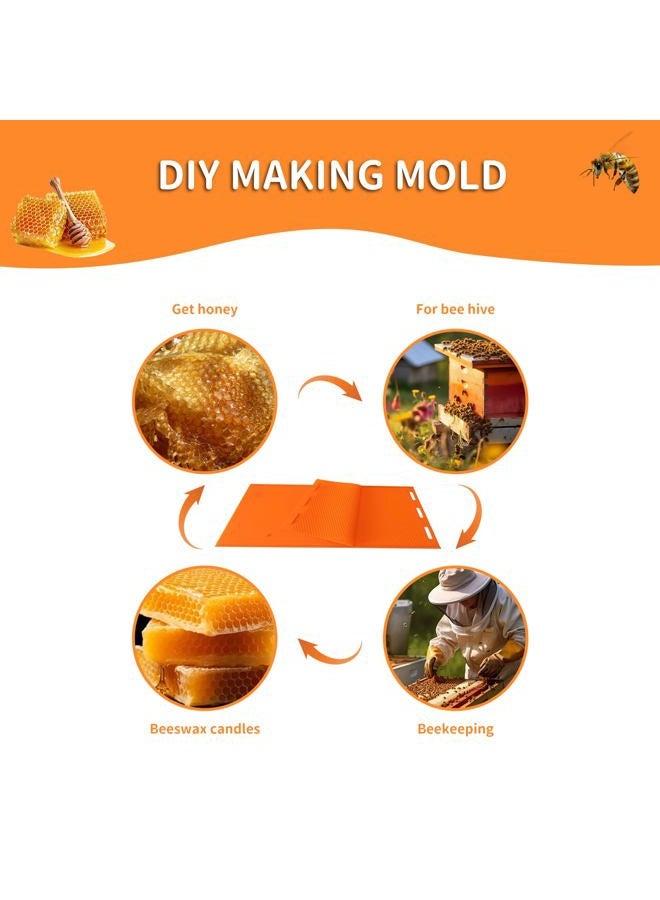 Topyond 2 Sheets 5.4mm Silicone Beeswax Beekeeping Supplies for Beekeepers, Honeycomb Sheets and Beeswax Foundation Press Embosser, Orange Color - Image 3