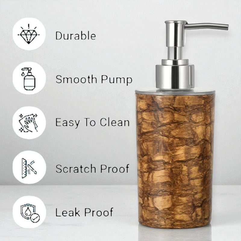 LAGET ® Bathroom Accessories Set for Utility and Toothbrush Holder Bathroom Decor | Handwash Liquid Soap Dispenser Pump for Bathroom, Kitchen, Wash Basin, Sink (Brown Tile) - Image 2