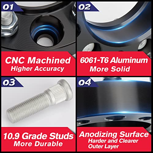 KSP PERFORMANCE فواصل عجلات KSP 2 بوصة 8x180 لسيارات شيفروليه سيلفرادو 2500 2011-2024 2500HD 3500HD و GMC سييرا 2500HD 3500HD، 50.8 مم 8x180 إلى 8x180 محولات عجلات مركزية مطروقة مع ثقب محور 130 مم ومسامير M14x1.5 - Image 4