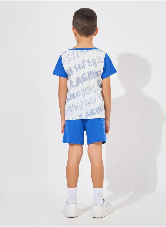 ستايلي Truck Graphic Print T-Shirt & Shorts Set