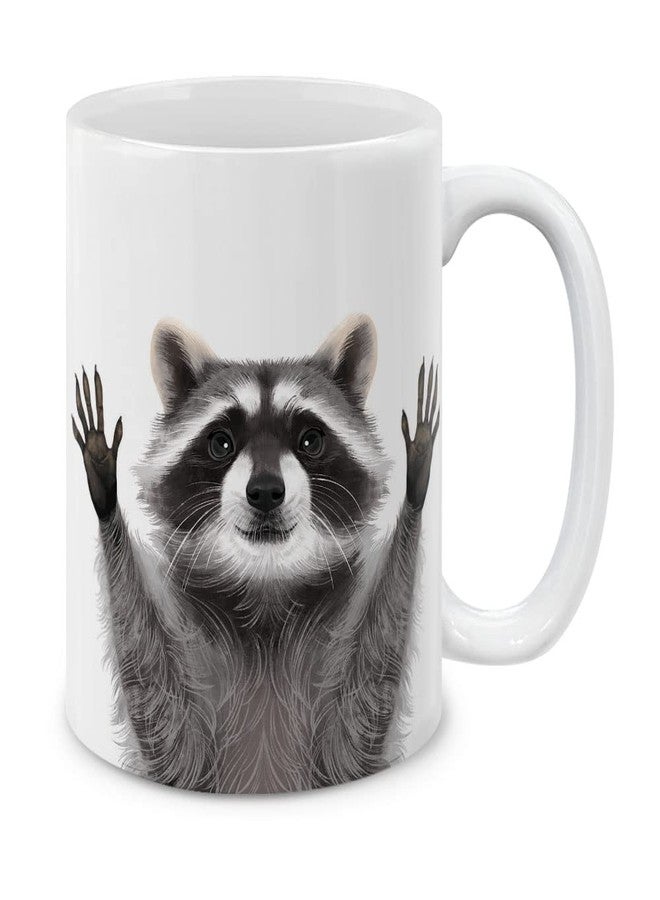 MUGBREW Raccoon Hands Out Ceramic Coffee Mug Tea Cup, 11 OZ - Image 1