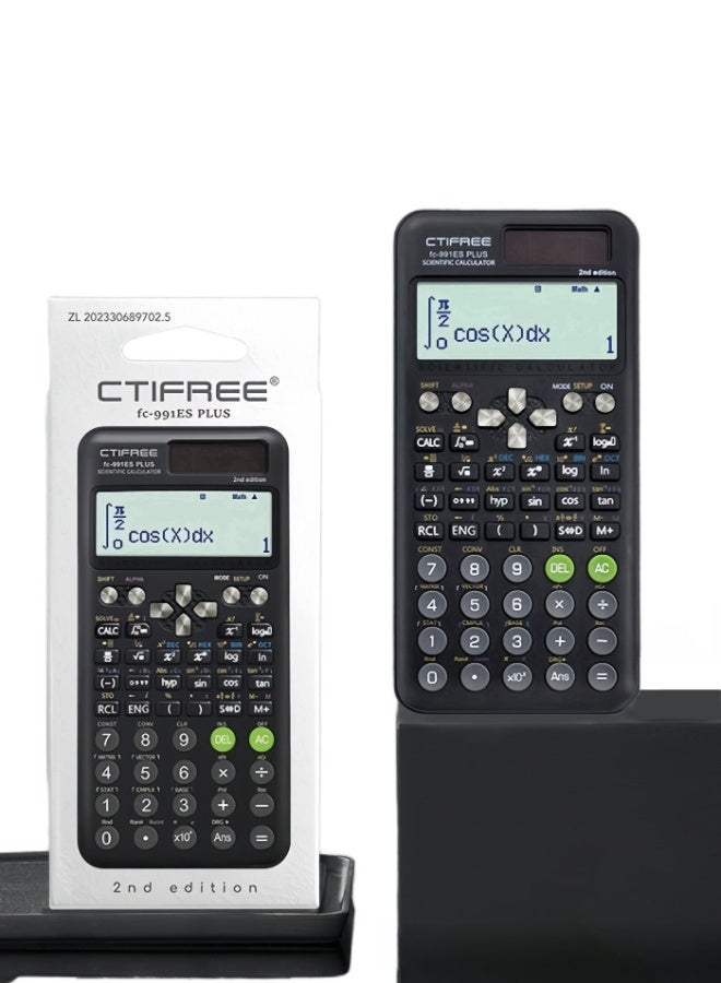 سيتيفري آلة حاسبة علمية متعددة الوظائف من طراز FX-991ES Plus الإصدار الثاني باللون الأسود - Image 1