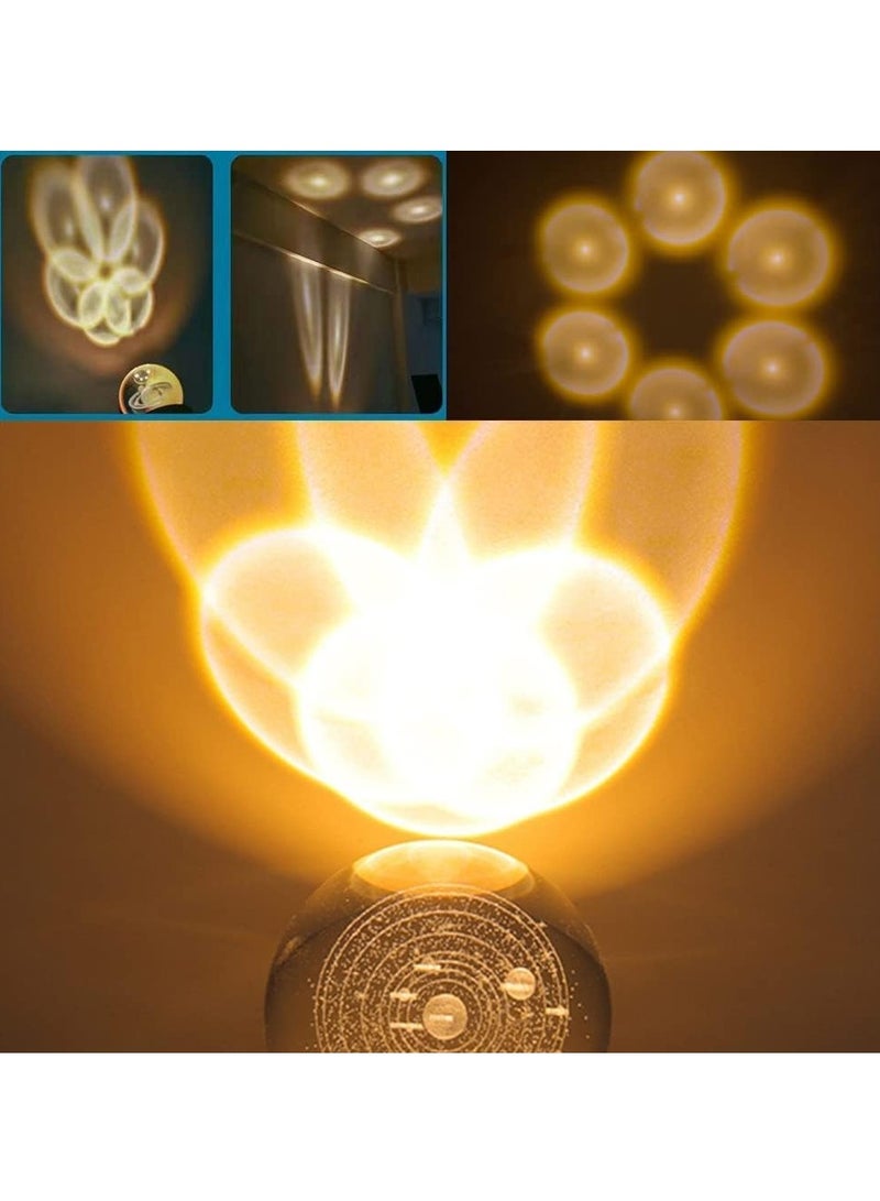 GUDOO 3D Crystal Ball Night Light Clear Galaxy LED Light with Wooden Base Glass Ball Ornaments Nightlight Decolamp with Touch Switch LED Light Decorative Lamp Gifts for Home Desktop Decor-Planet - Image 4