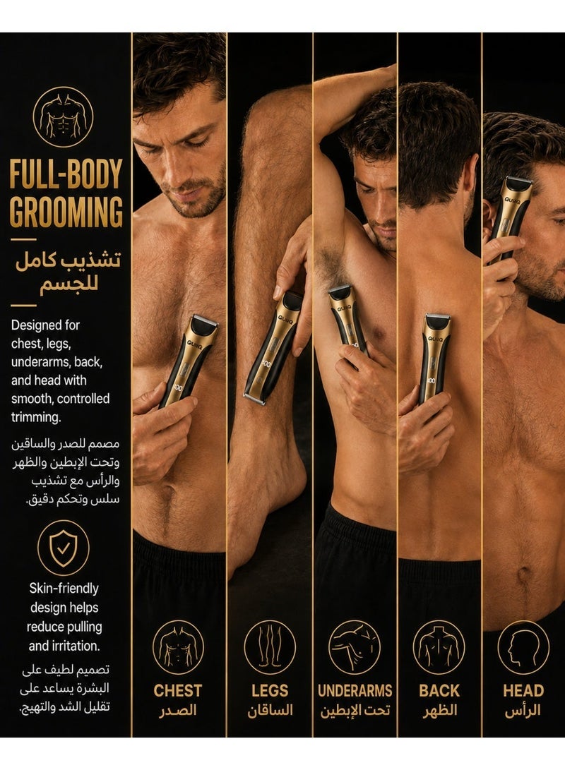 كويك ماكينة تشذيب وحلاقة للجسم — طقم حلاقة متكامل مع ماكينة حلاقة للمنطقة الحساسة،  مشطين تحديد، شحن USB، مقاومة للماء، ومتوافقة مع شفرات الاستبدال - Image 3