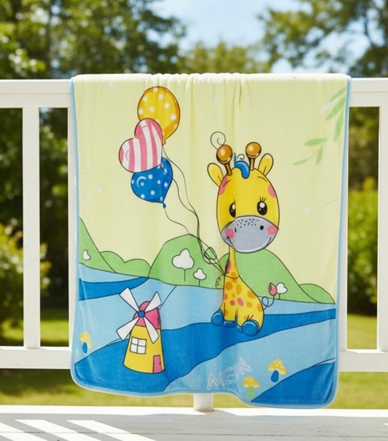 Butterthief Light Weight Cartoon Printed Blanket 100 x140 cm, 0-5 Years Soft Flannel for All Seasons Reversible Baby Blanket for Kids Toddlers New Born Boys & Girls (Yellow Giraffe) - Image 3