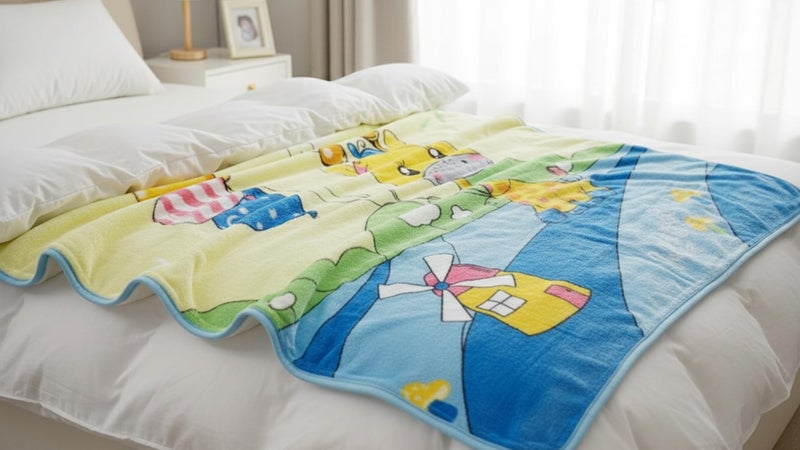 Butterthief Light Weight Cartoon Printed Blanket 100 x140 cm, 0-5 Years Soft Flannel for All Seasons Reversible Baby Blanket for Kids Toddlers New Born Boys & Girls (Yellow Giraffe) - Image 4