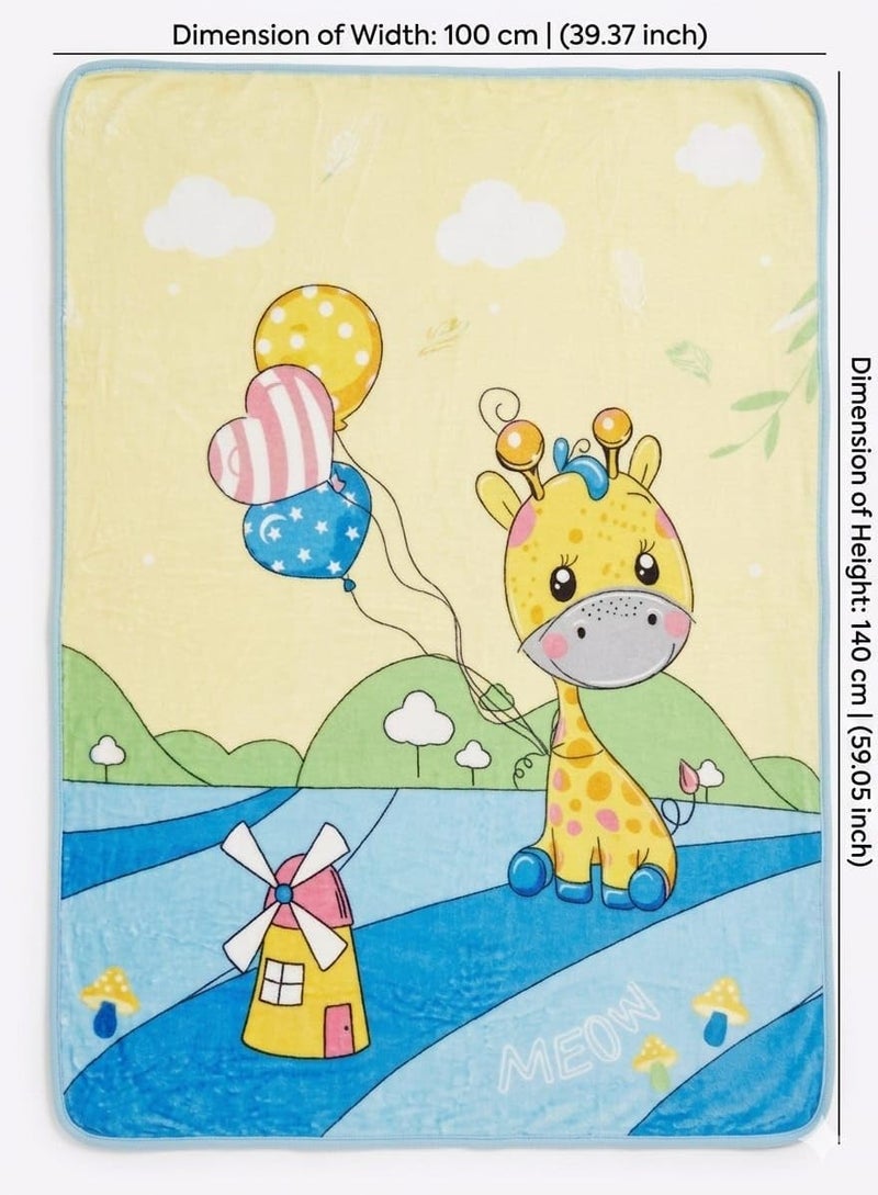 Butterthief Light Weight Cartoon Printed Blanket 100 x140 cm, 0-5 Years Soft Flannel for All Seasons Reversible Baby Blanket for Kids Toddlers New Born Boys & Girls (Yellow Giraffe) - Image 2