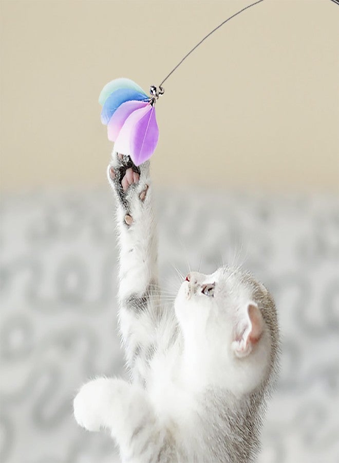 JXFUKAL Cat Feather Toy Refills, 6Pcs Simulation Bird Mouse Bee Worm Feather Cat Lures Wand Attachment Replacement for Kitty Kitten Indoor Cats Accessories - Image 2