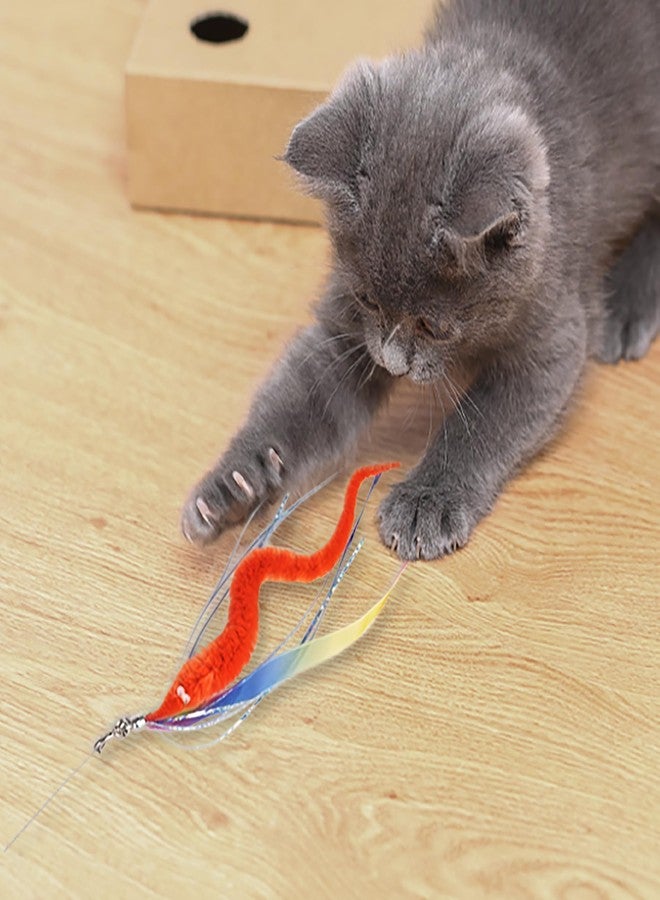 JXFUKAL Cat Feather Toy Refills, 6Pcs Simulation Bird Mouse Bee Worm Feather Cat Lures Wand Attachment Replacement for Kitty Kitten Indoor Cats Accessories - Image 3