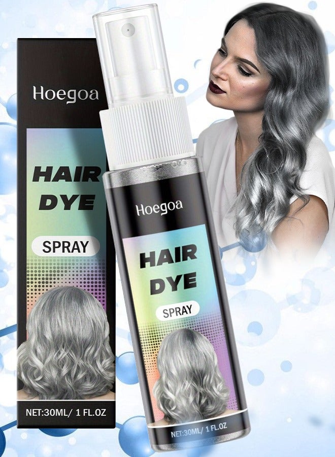 HOEGOA بخاخ صبغة الشعر بمظهر طبيعي علاج لون مؤقت لجميع أنواع الشعر تركيبة مرطبة تعزيز اللون الطبيعي صبغة شعر عصرية تغطية بخاخ الشعر بخاخ لون الشعر رمادي 30 مل - Image 1