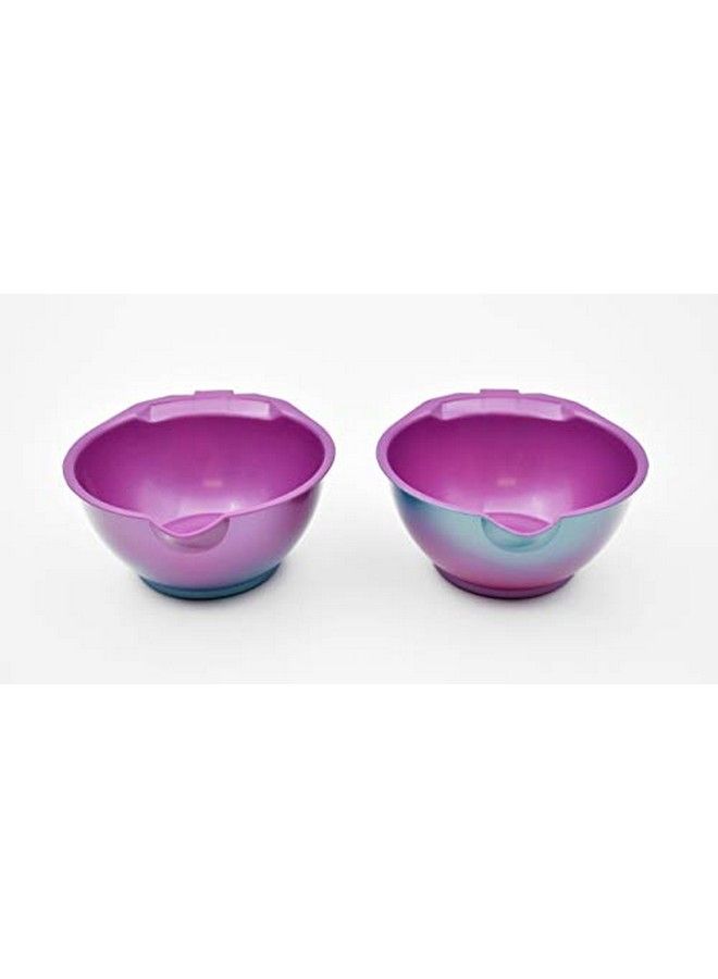 Colortrak Sc Aurora Bowls Stackable Color Bowls With Nonslip Rubber Bottom Easypour Spout Lip Shimmer Gradient Design Color Grid With Milliliter Measurements 2 Bowls - Image 4