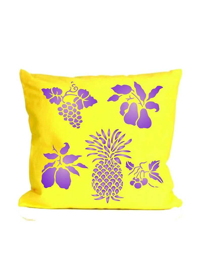Usnyabni - Fruit Stencil, 10 x 10 inch (M) - Pear Grape Cherry Pineapple Lemon Fruit Stencils - Image 1