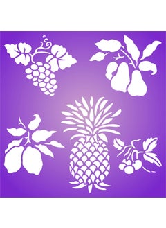 Usnyabni Fruit Stencil, 10 x 10 inch (M) - Pear Grape Cherry Pineapple Lemon Fruit Stencils  - Image 5